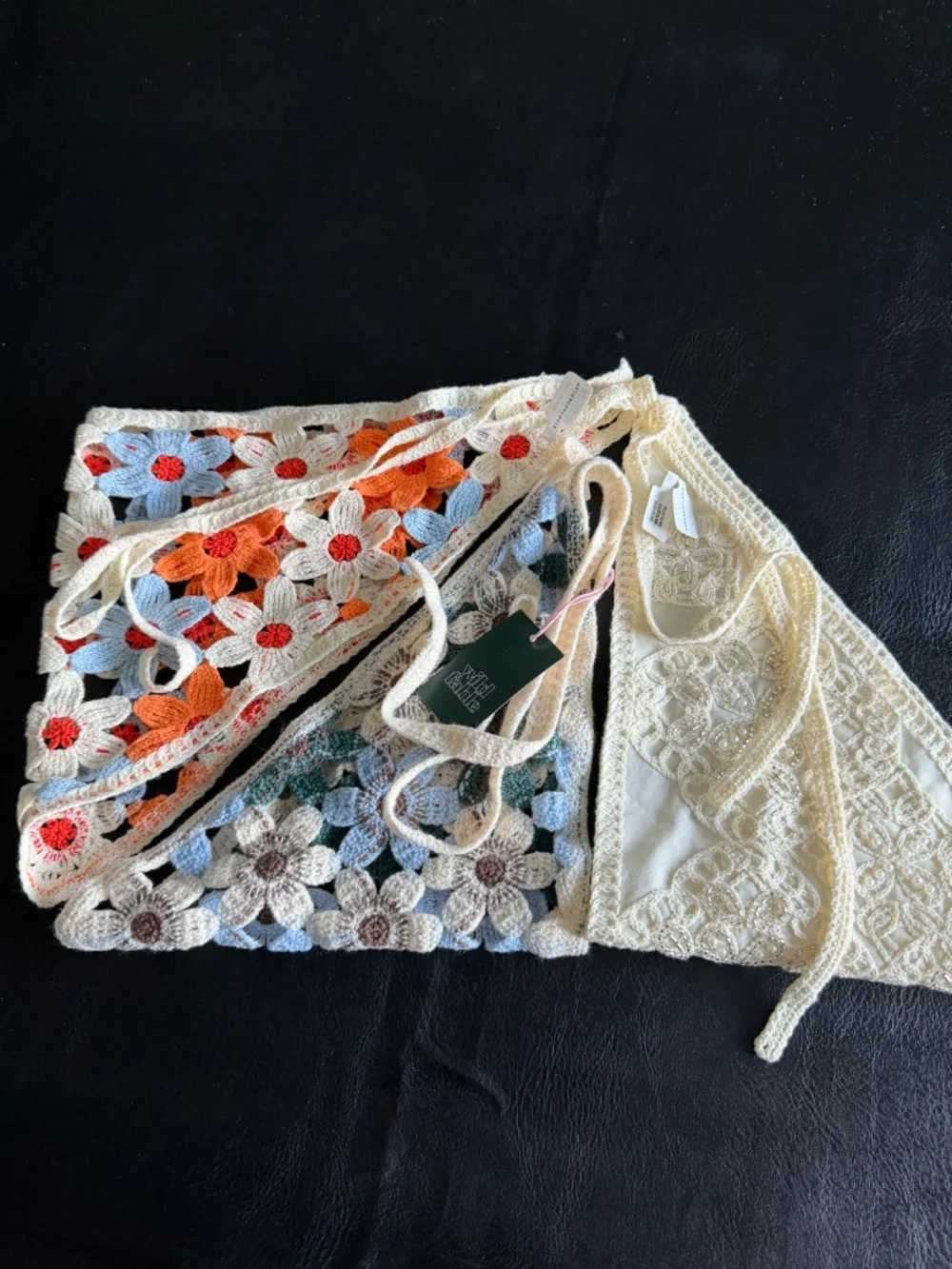 New 2 Anthropologie and a Wild Fable Floral Crochet Hair Scarf Scarves Set of 3